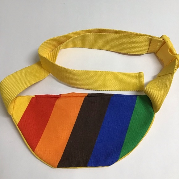 M&M’s Candy Fanny Pack Sling Belt Purse Yellow Rainbow Adjust Zip Adult Travel - Picture 7 of 13